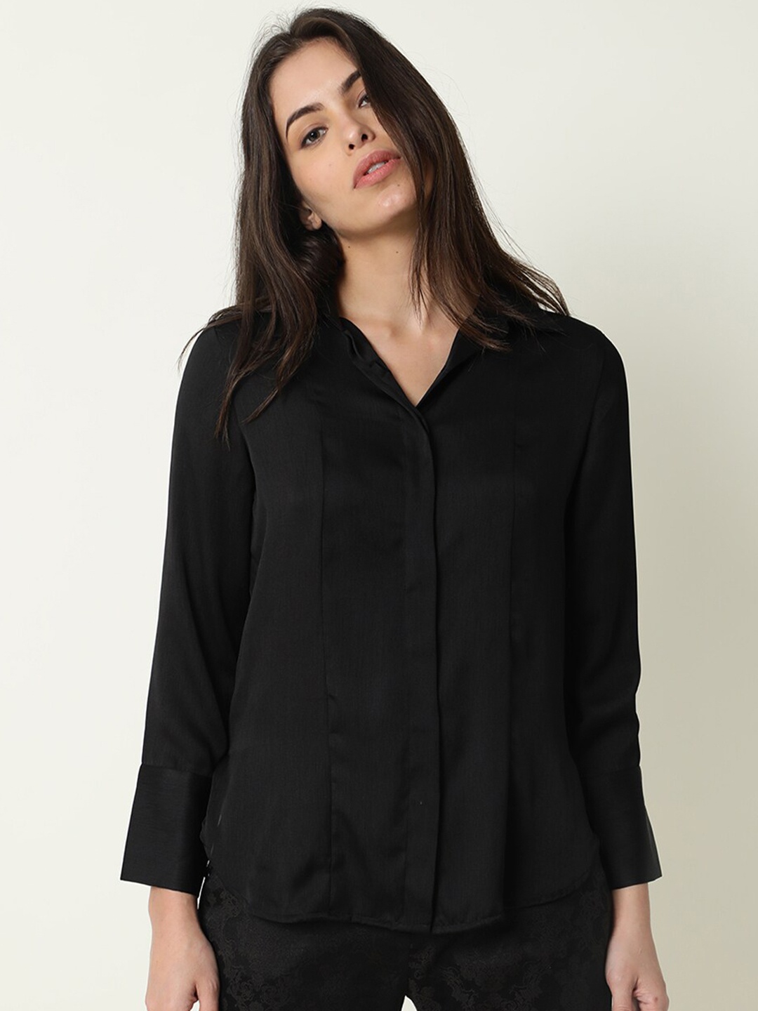 

RAREISM Women Black Casual Shirt