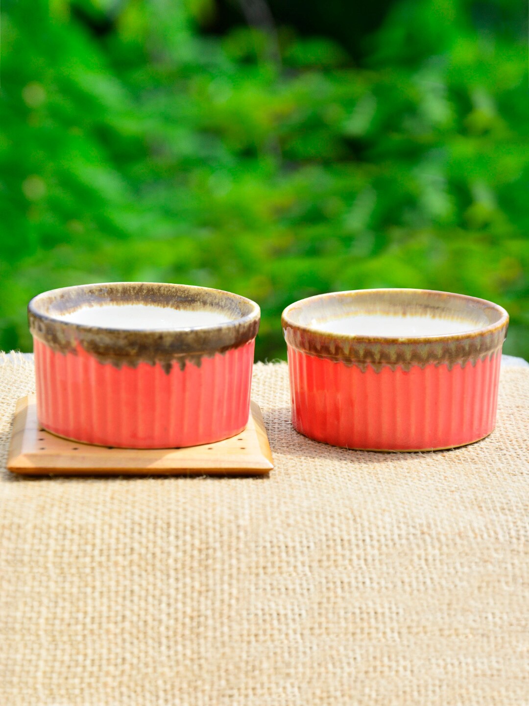 

StyleMyWay Set Of 2 Pink Studio Pottery Ceramic Dessert Serving Bowls