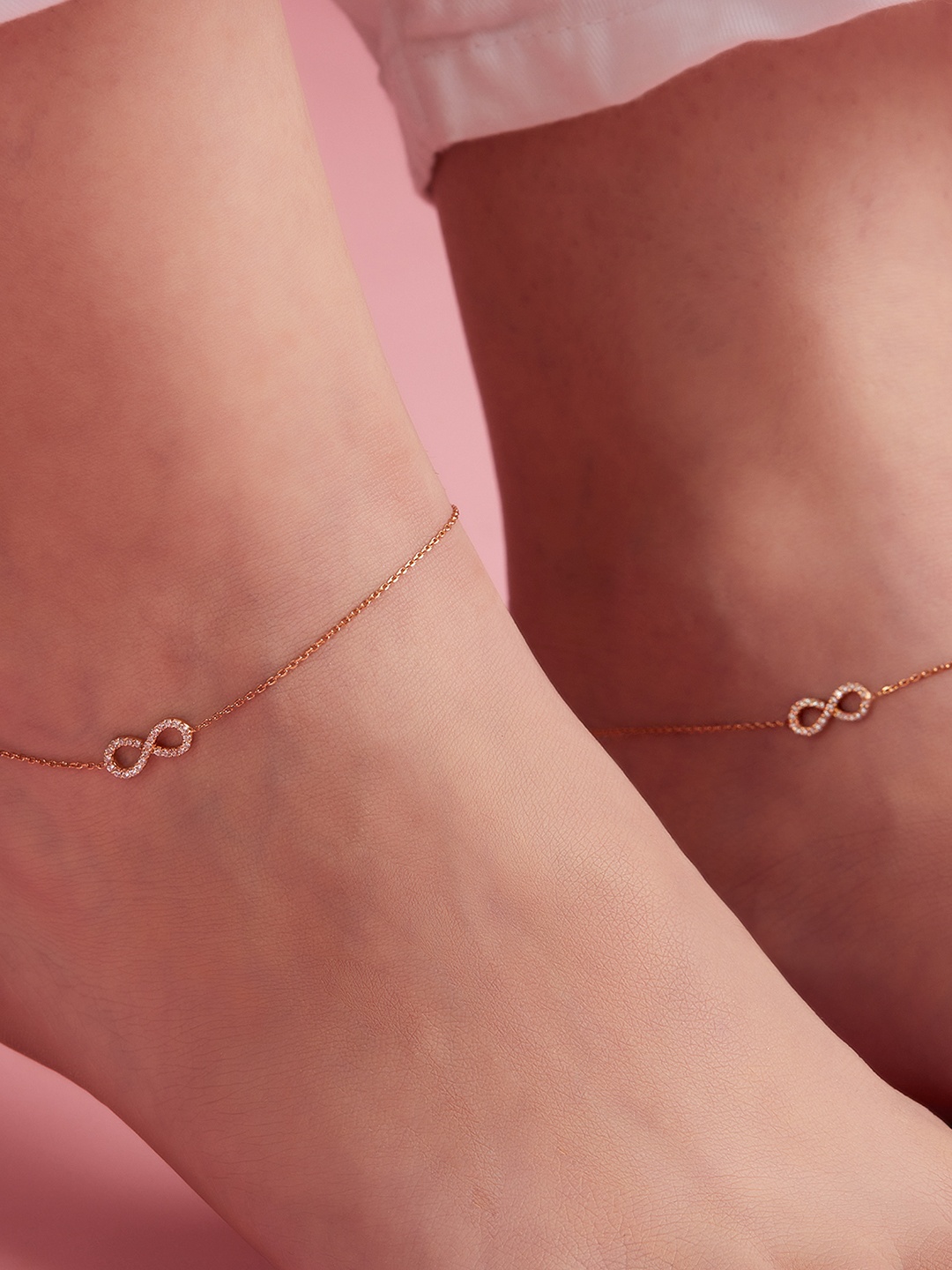 

Zavya Pair of Embellished Rose-Gold Plated Anklet