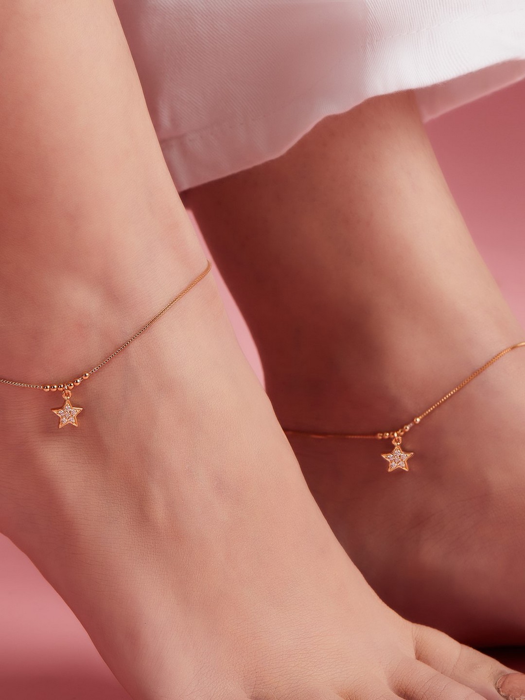 

Zavya 925 Sterling Silver Anklet, Rose gold