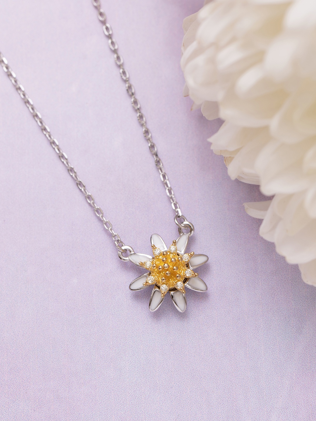 

Zavya Silver-Toned Sterling Silver Rhodium-Plated Necklace