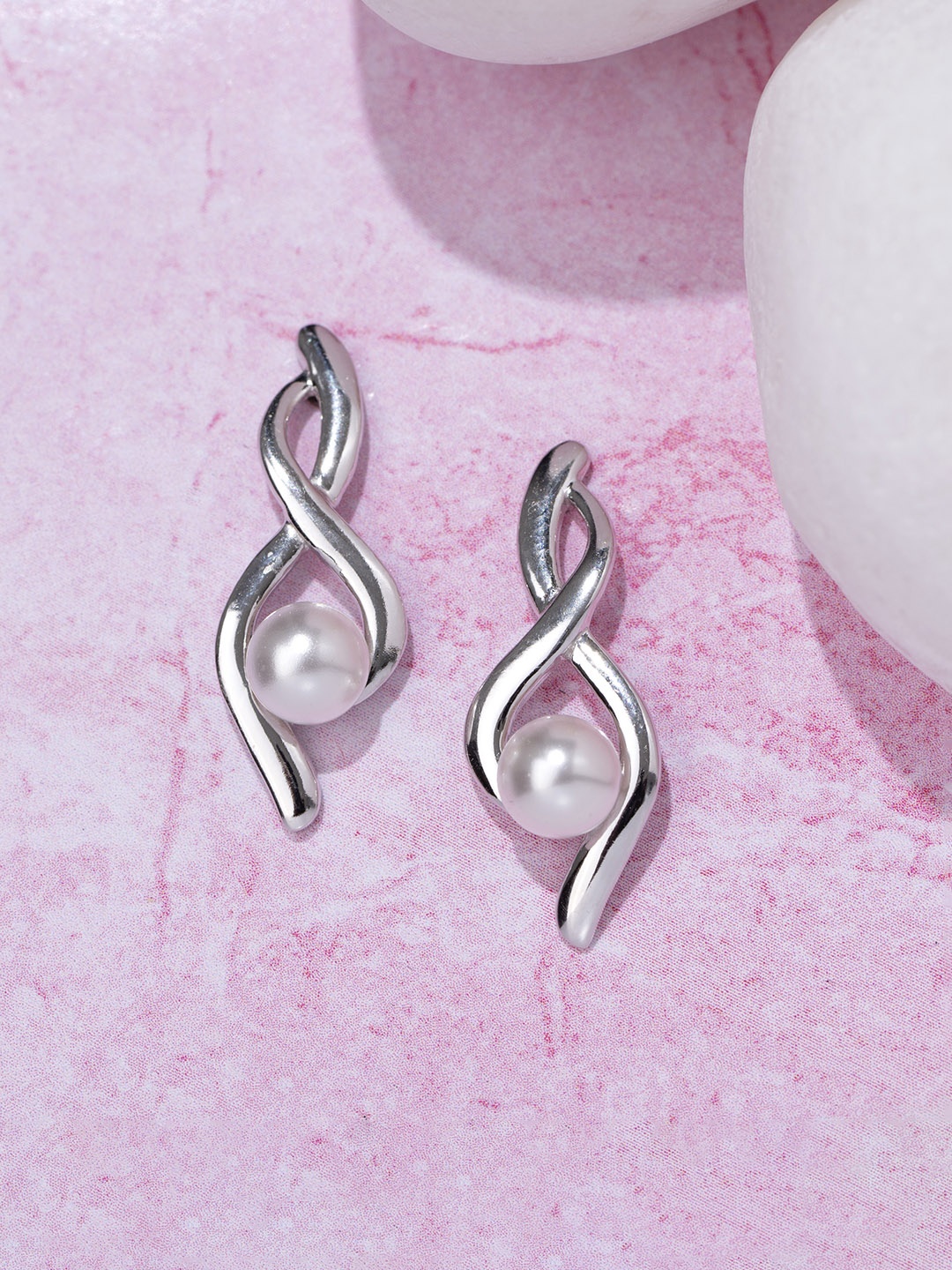 

Zavya Silver-Toned Contemporary Studs Earrings