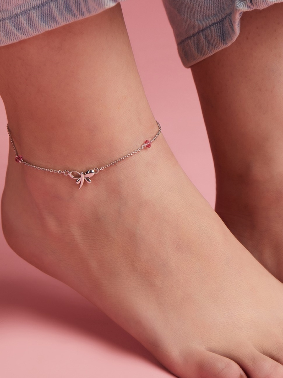 

Zavya 925 Sterling Silver Anklet, Red