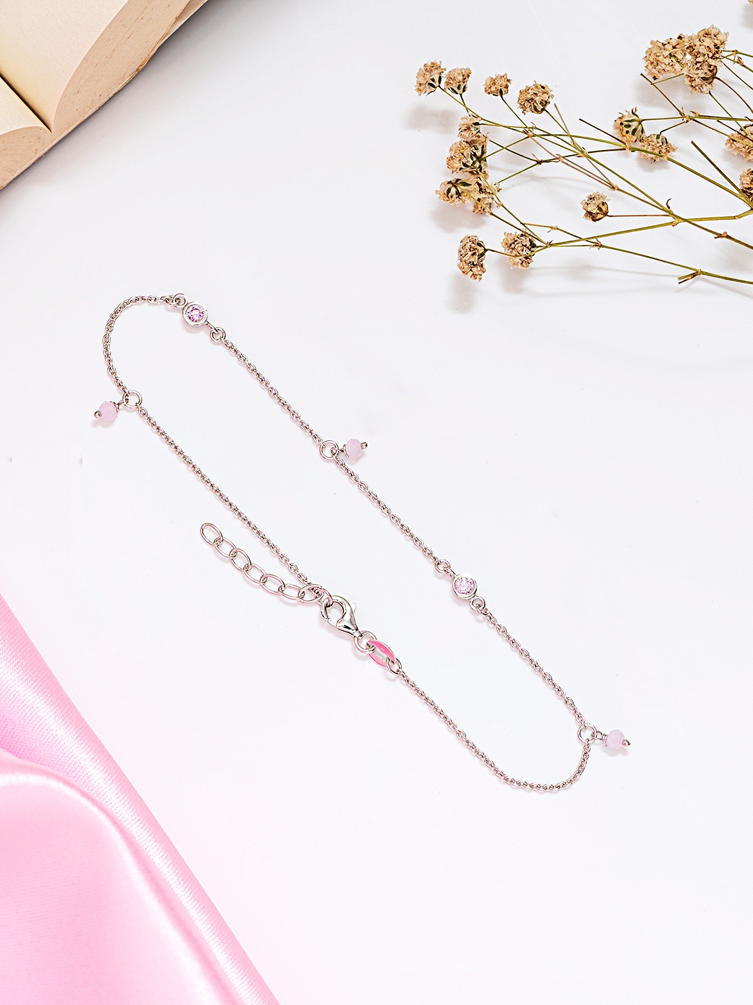 

Zavya 925 Sterling Silver Anklet, Pink