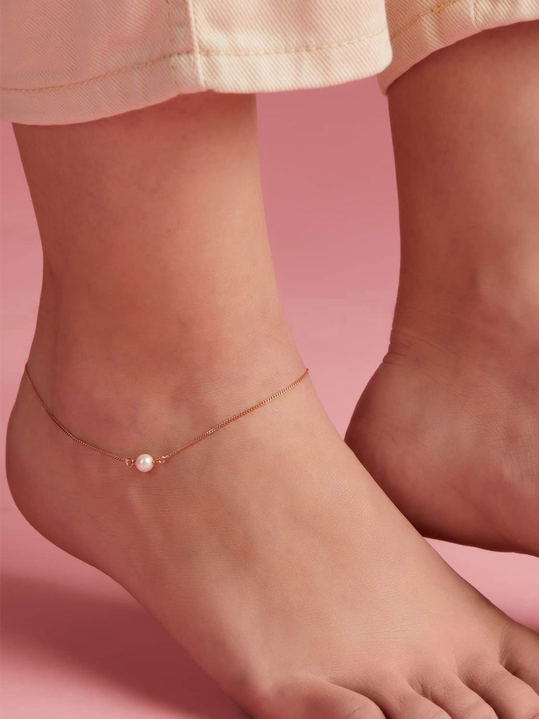 

Zavya 925 Sterling Silver Anklet, Rose gold