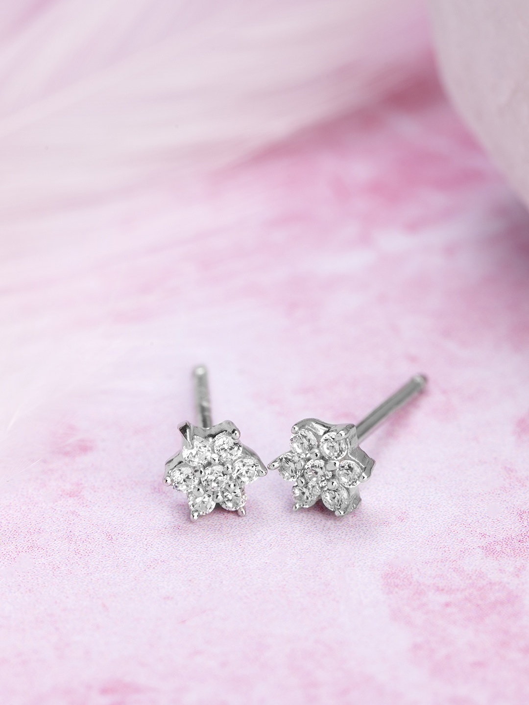 

Zavya Silver-Toned Contemporary Studs Earrings