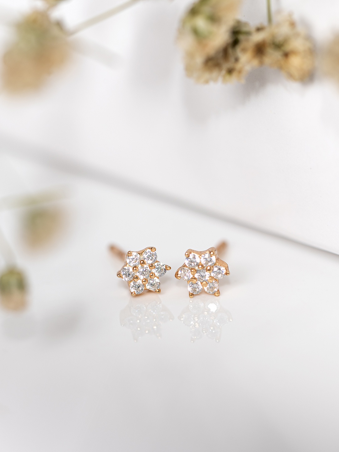 

Zavya Rose Gold Floral Studs Earrings