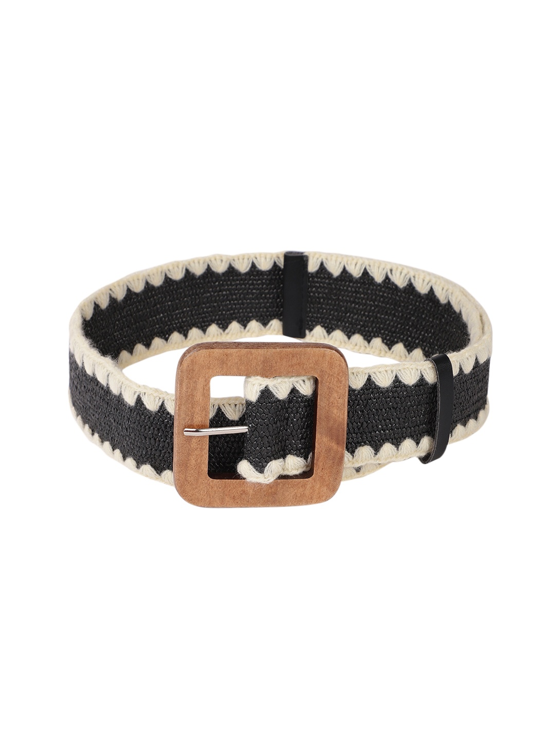 

Sangria Women Black Woven Design Wide Belt
