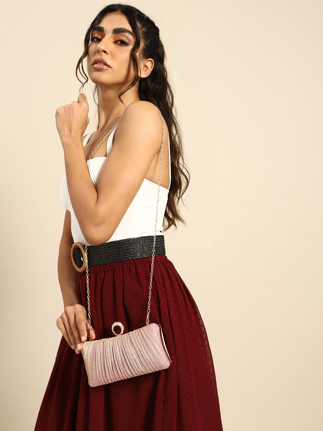 

Sangria Mauve Embellished Box Clutch