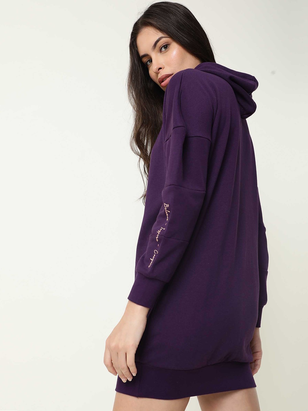 

RAREISM Women Purple Hooded Sweatshirt