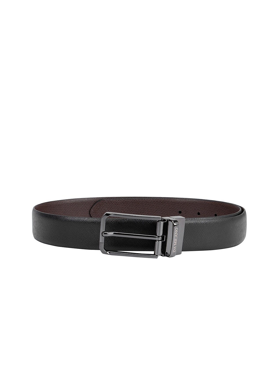 

Da Milano Men Textured Leather Formal Belt, Black