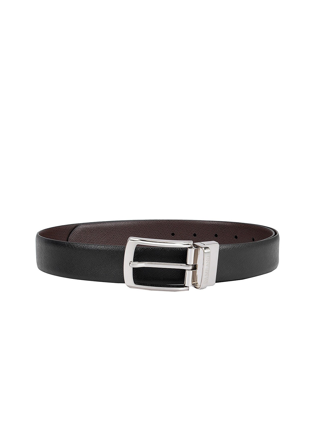 

Da Milano Men Black Textured Leather Formal Belt