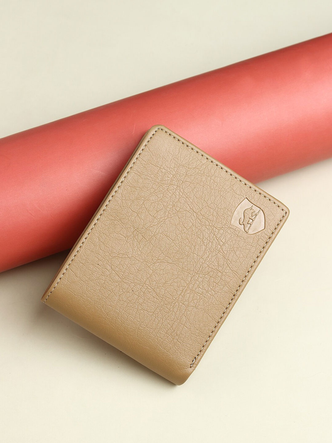 

SAMTROH Men PU Two Fold Wallet, Beige