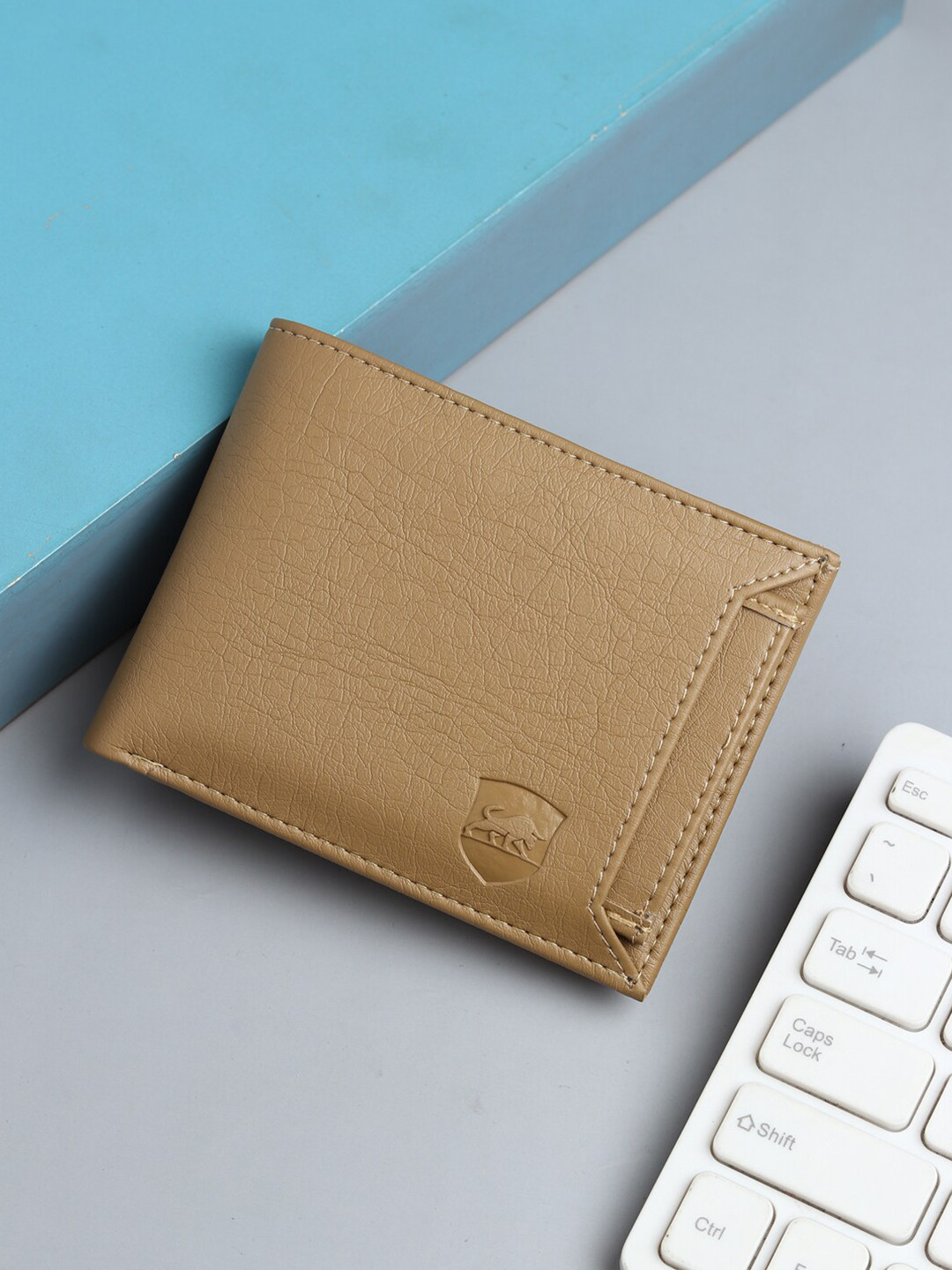 

SAMTROH Men Artificial Leather Two Fold Wallet, Beige