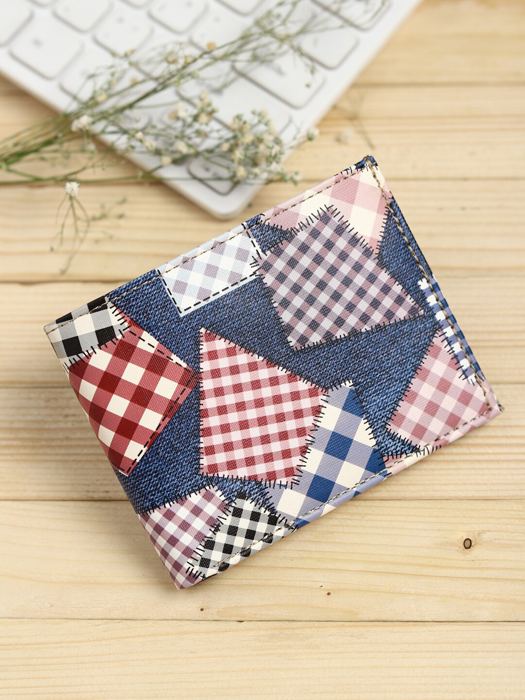 

SAMTROH Men Geometric Printed PU Two Fold Wallet, Blue