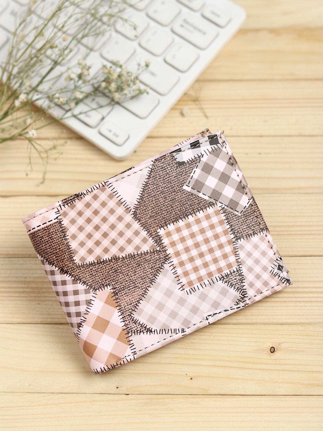 

SAMTROH Men Graphic Printed PU Two Fold Wallet, Beige