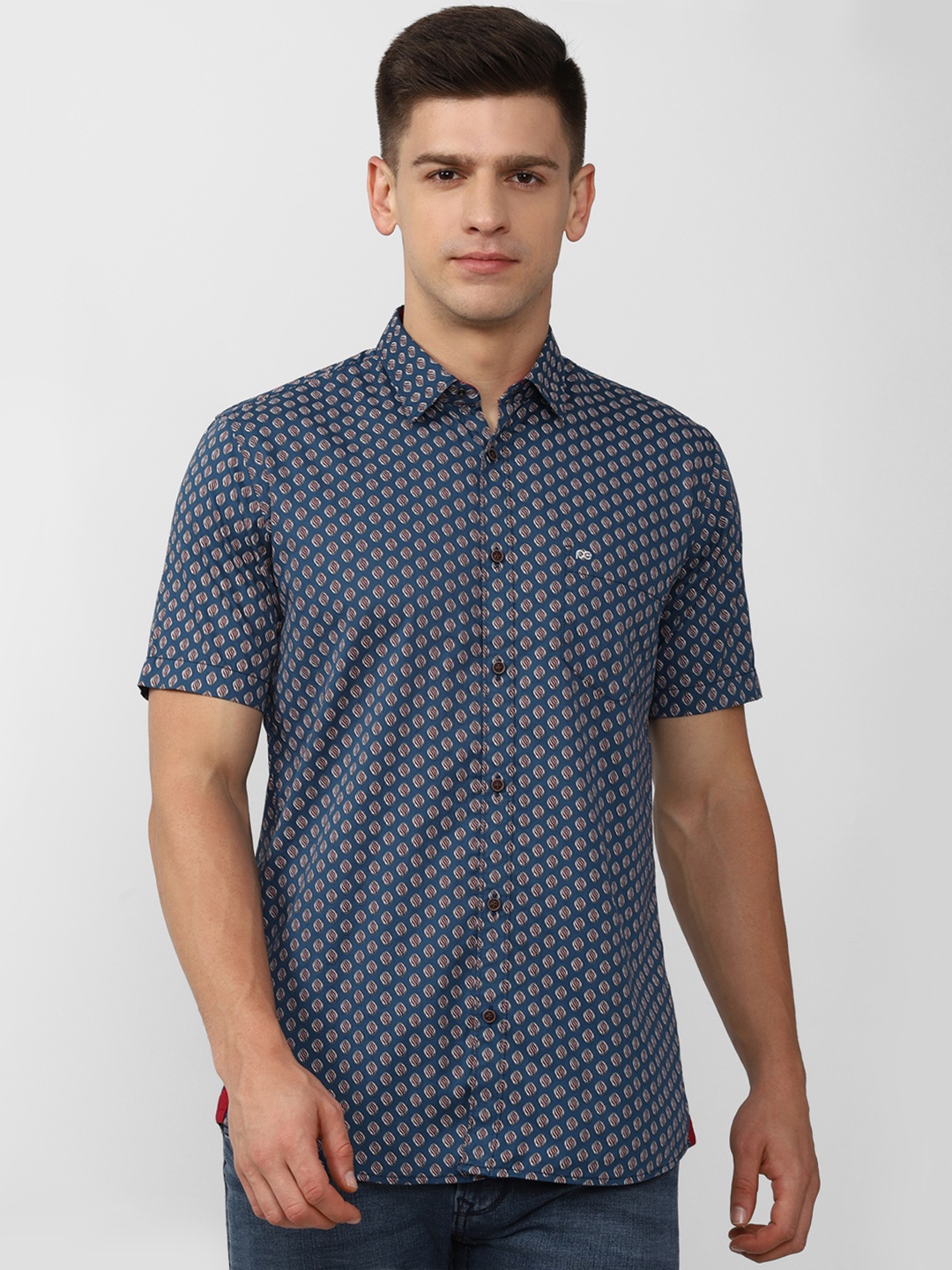Peter England Casuals Men Blue Slim Fit Printed Casual Shirt