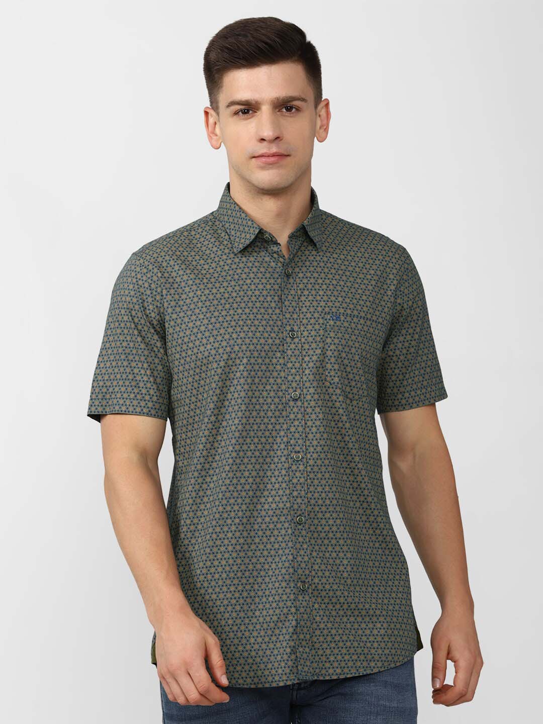 

Peter England Casuals Men Grey Slim Fit Printed Casual Shirt