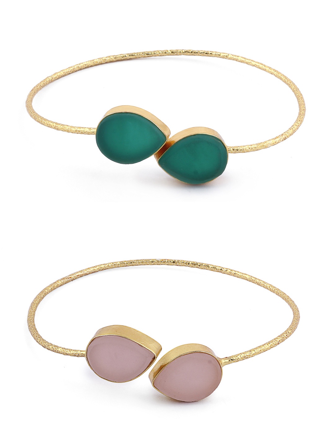 

EL REGALO Unisex Pack Of 2 Gold-Toned & Blue Gold-Plated Cuff Bracelet