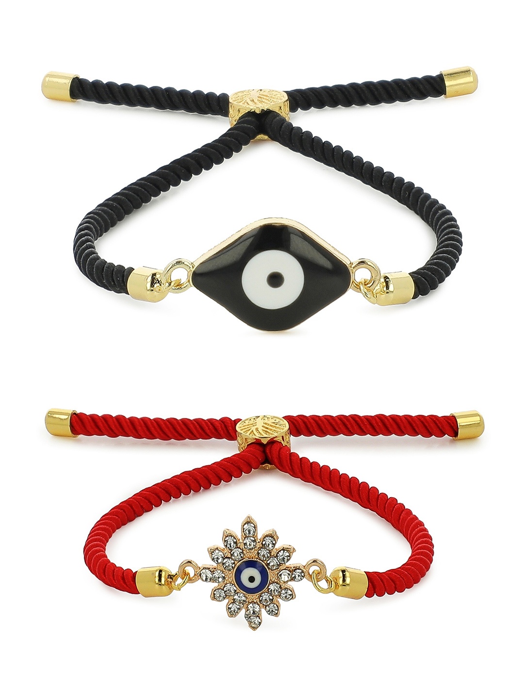 

EL REGALO Unisex 2 Gold-Toned & Red Gold-Plated Wraparound Bracelet