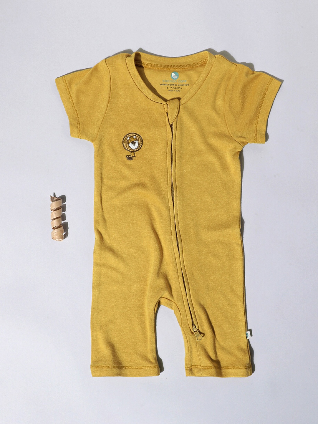 

cocoon care Infant Kids Mustard Yellow Solid Rompers