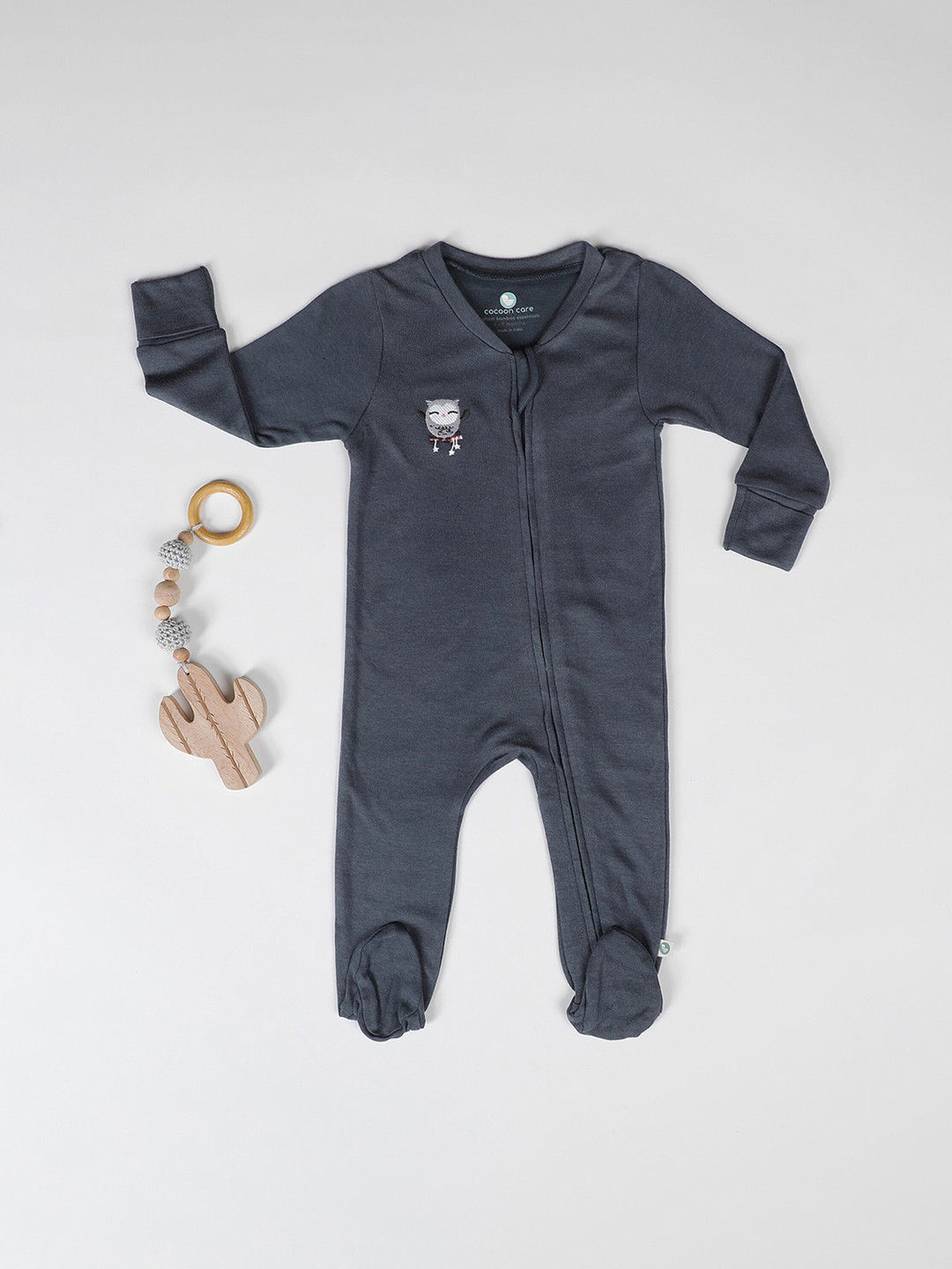 

Cocoon Care Infant Kids Navy Blue Solid Sleepsuit