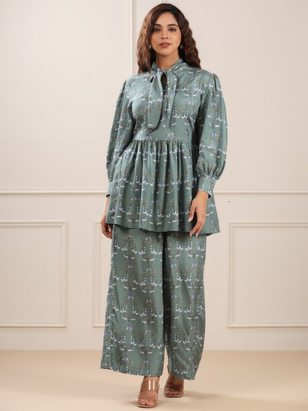 

JISORA Women Green Printed Co-Ord Set