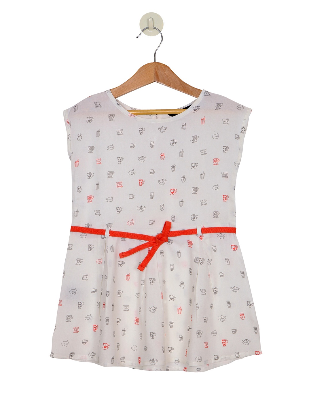 

IDK Girls White & Red Printed A-Line Dress