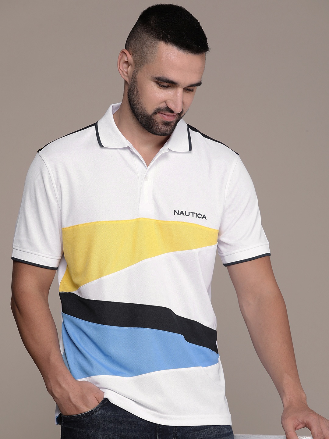

Nautica Colourblocked Polo Collar Casual T-shirt, White