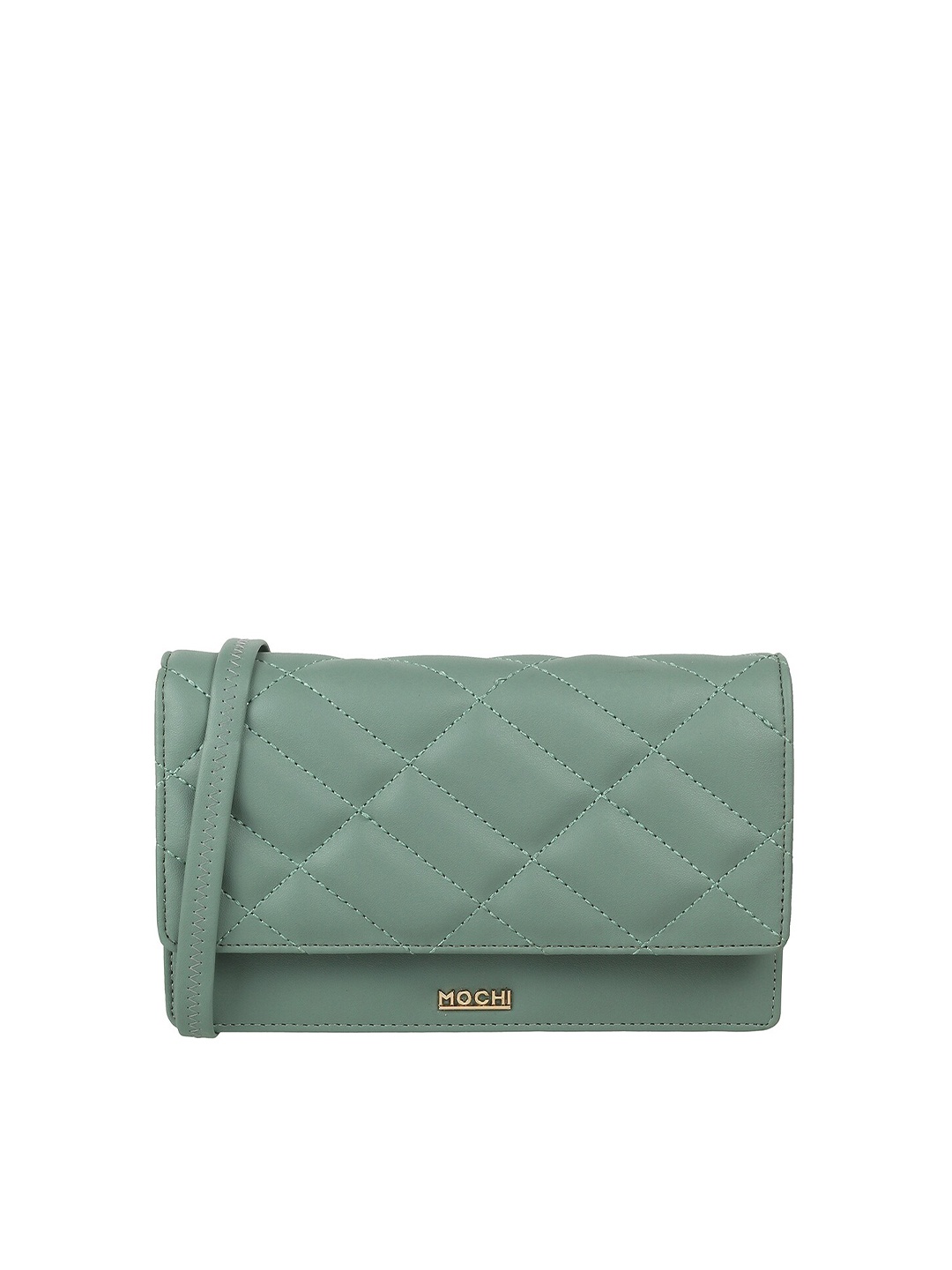 

Mochi Women Geometric Textured Quilted Envelope, Green