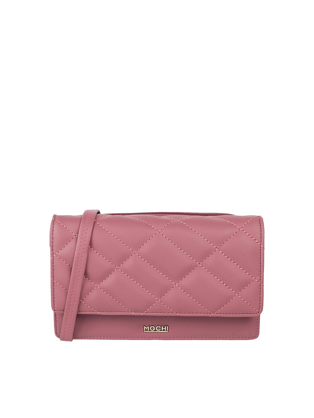 

Mochi Women Textured Quilted PU Envelope, Pink