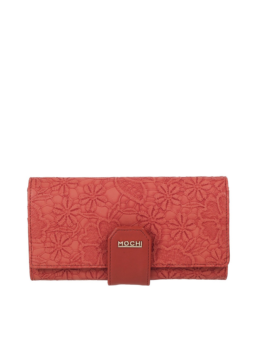 

Mochi Women Floral Textured PU Two Fold Wallet, Orange