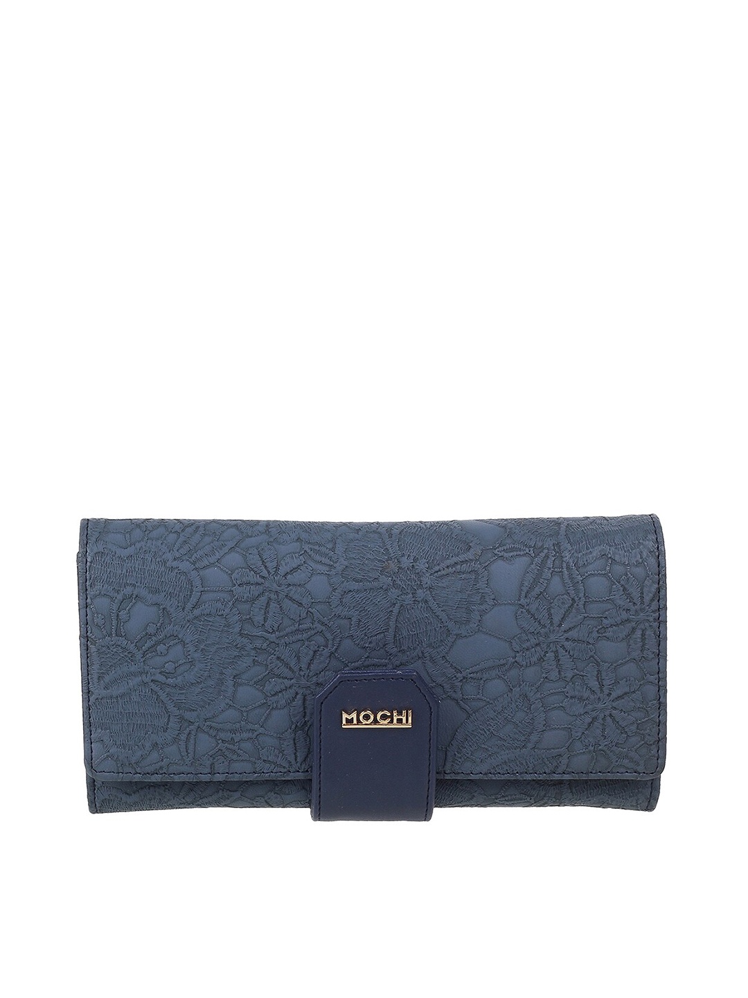 

Mochi Women Floral Textured PU Two Fold Wallet, Navy blue