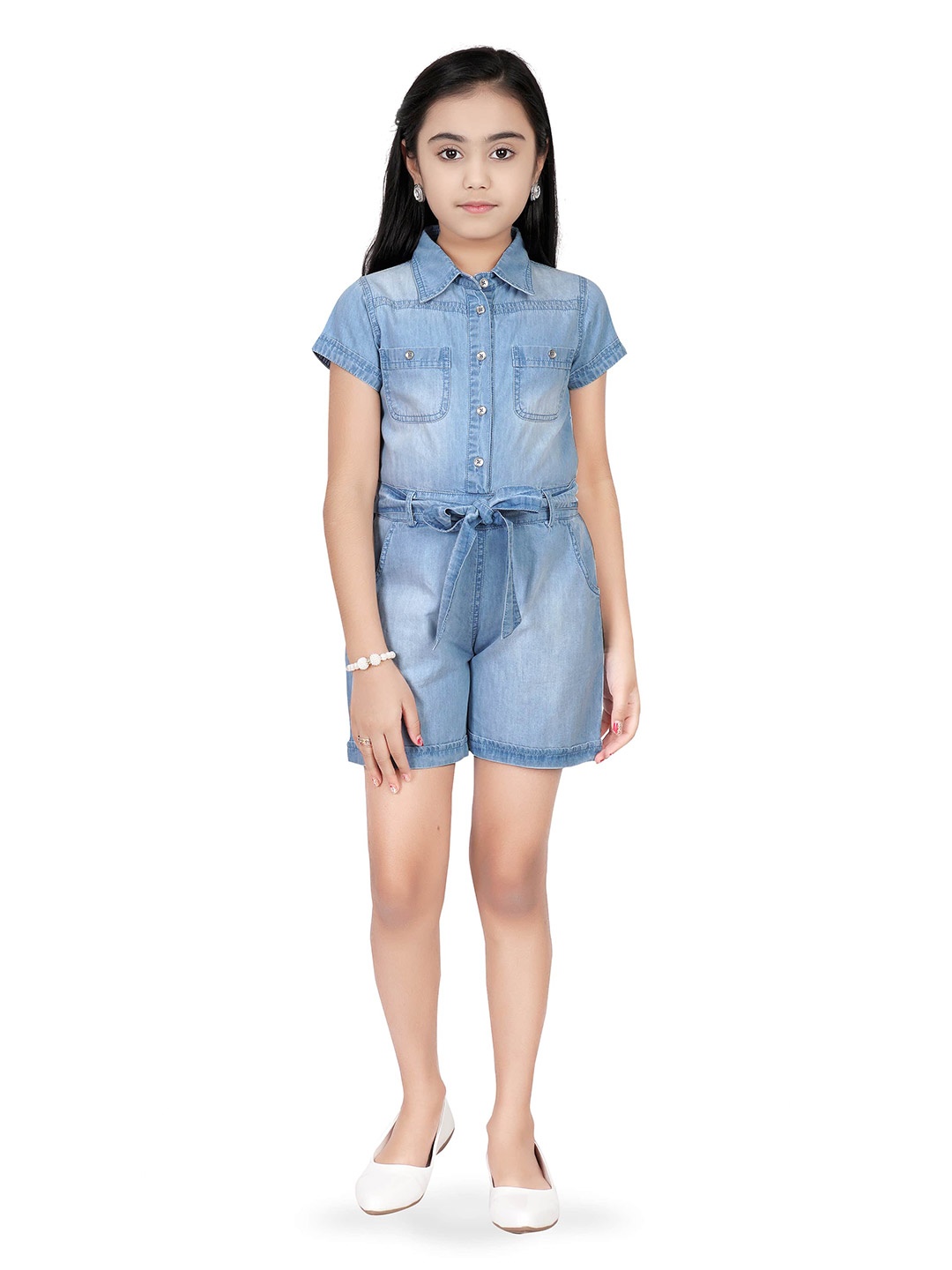 

Tiny Girl Girls Blue Denim Playsuit