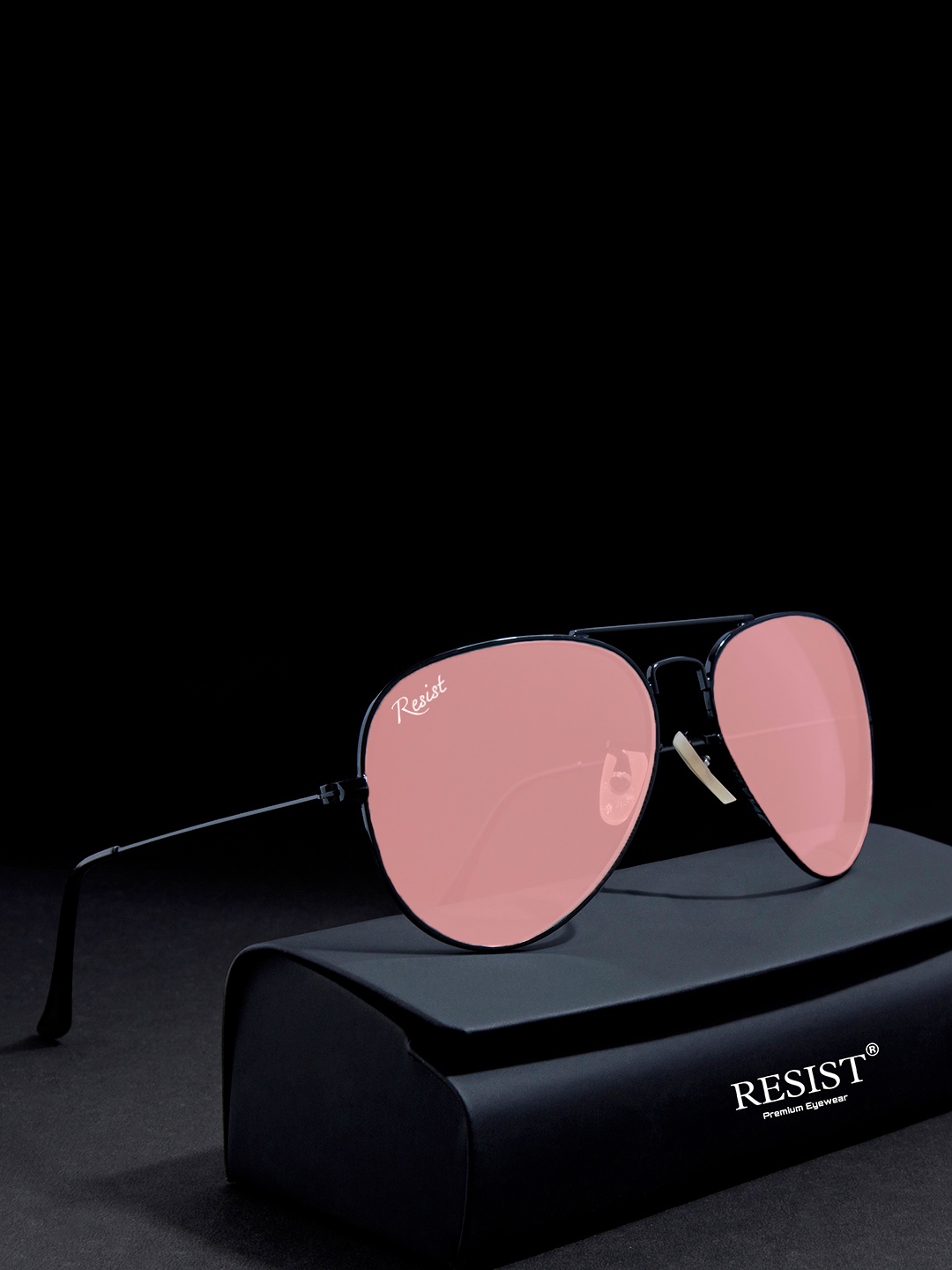 

RESIST EYEWEAR Unisex Aviator Sunglasses with UV Protected Lens 10 Arc Black Pink