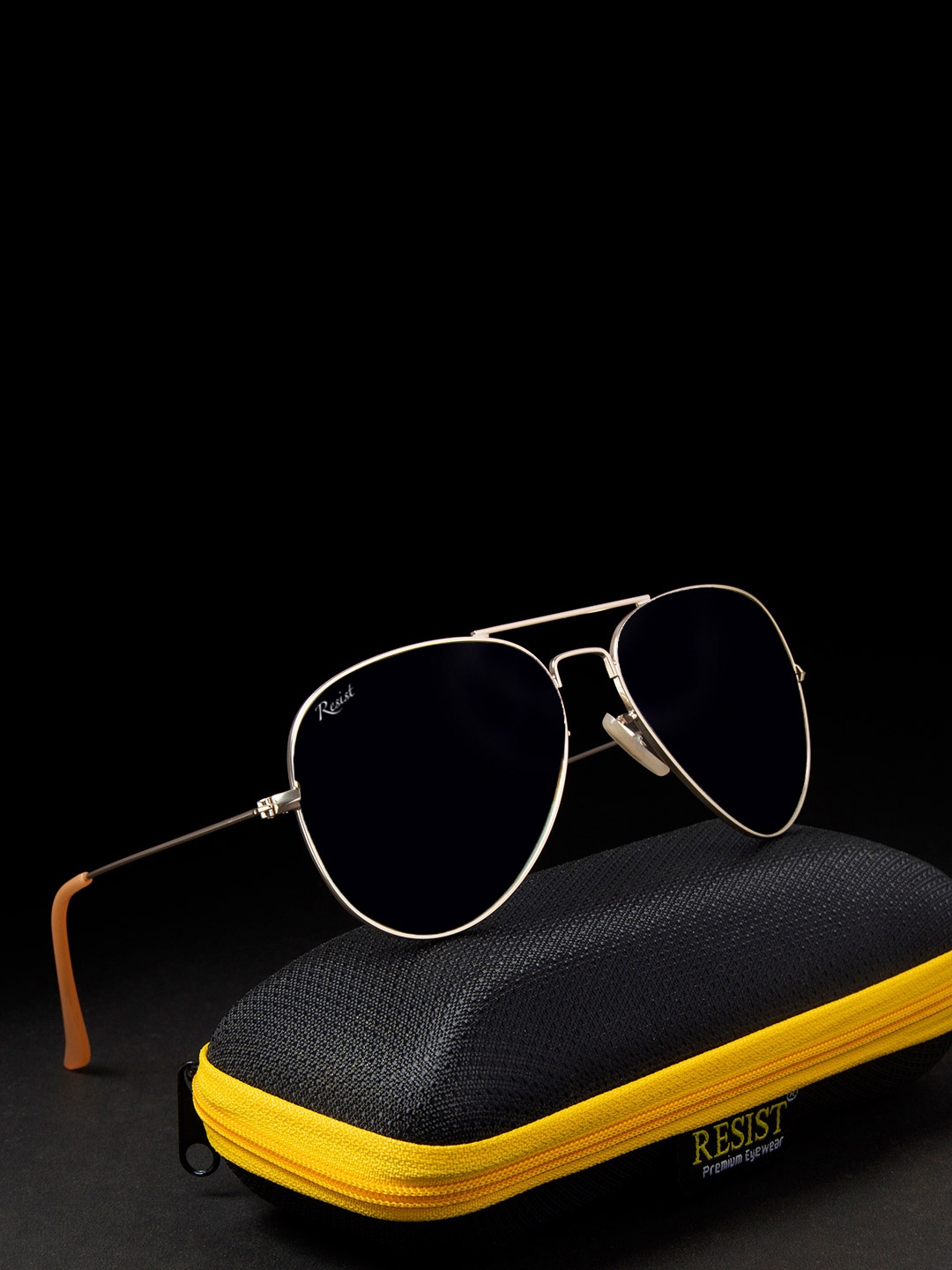 

RESIST EYEWEAR Aviator Sunglasses with UV Protected Lens 03 Arc Gold Black