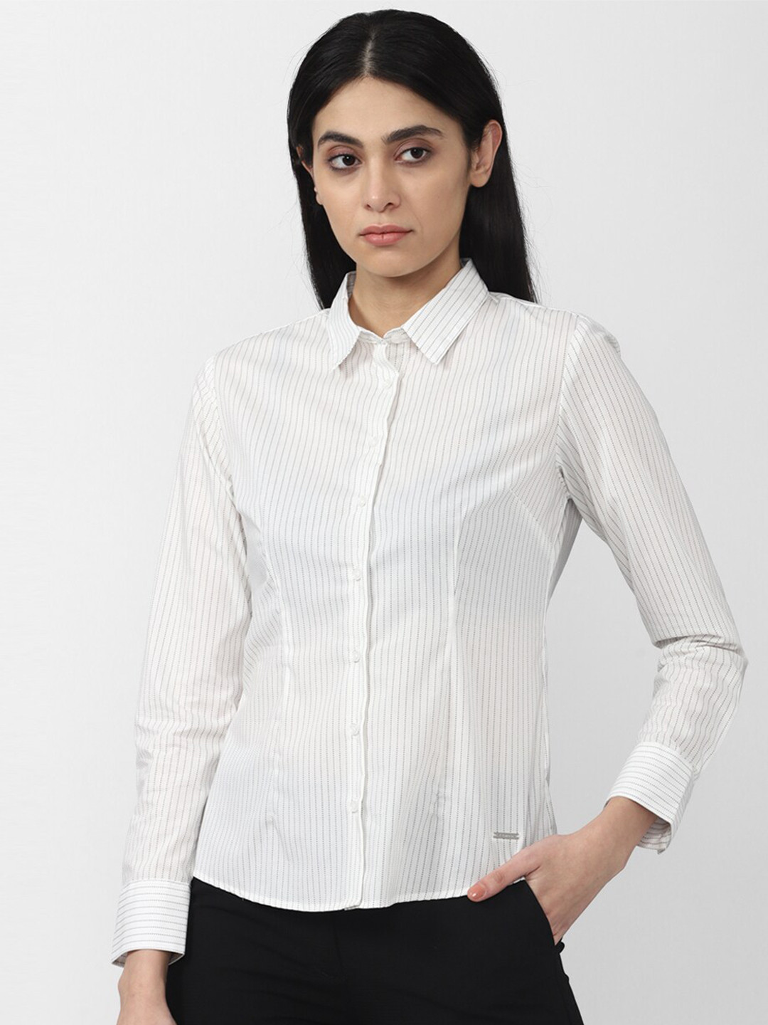 

Van Heusen Woman Women White Striped Formal Shirt