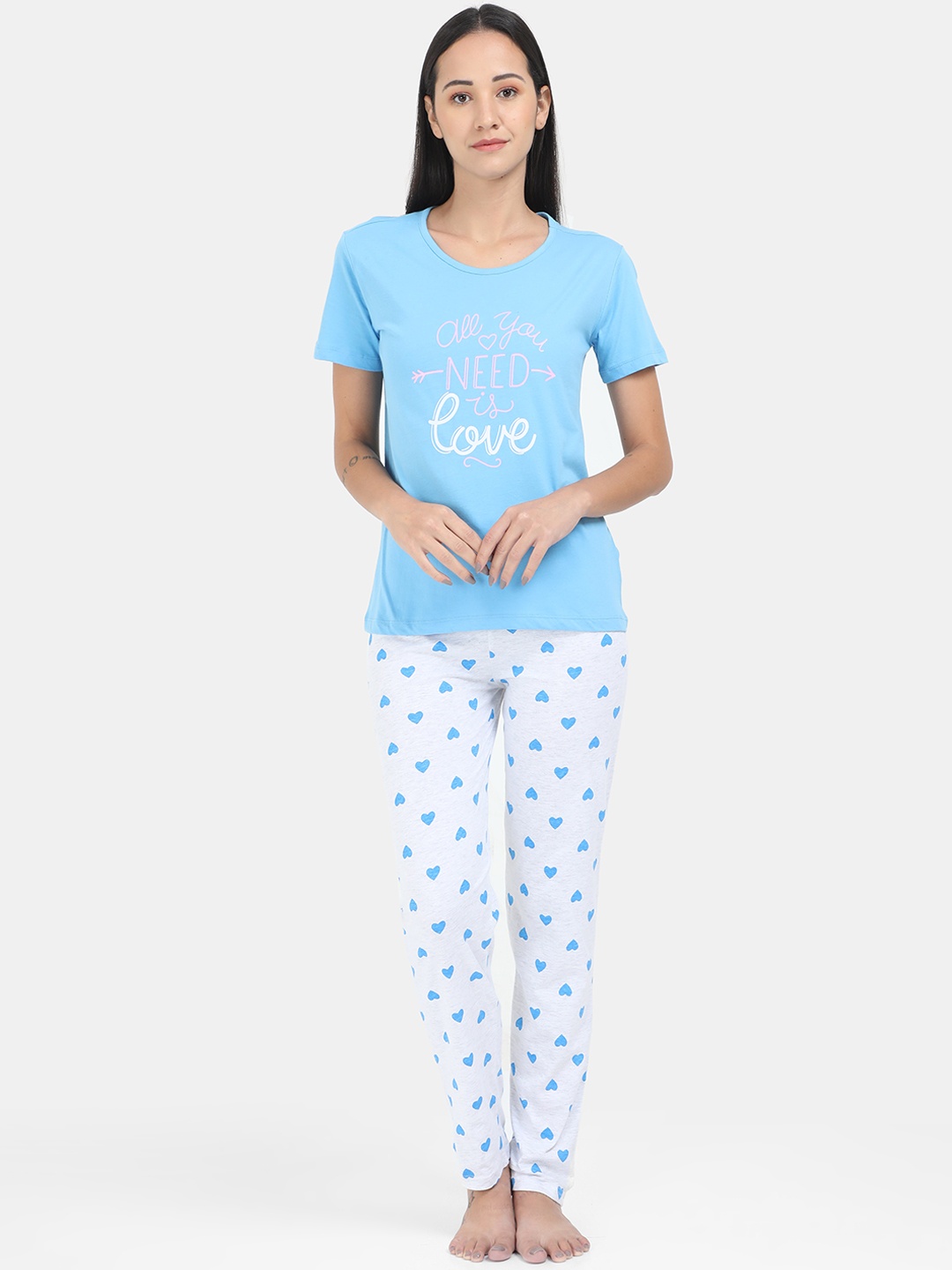 

ARDEUR Women Blue & White Printed Pure Cotton Night suit