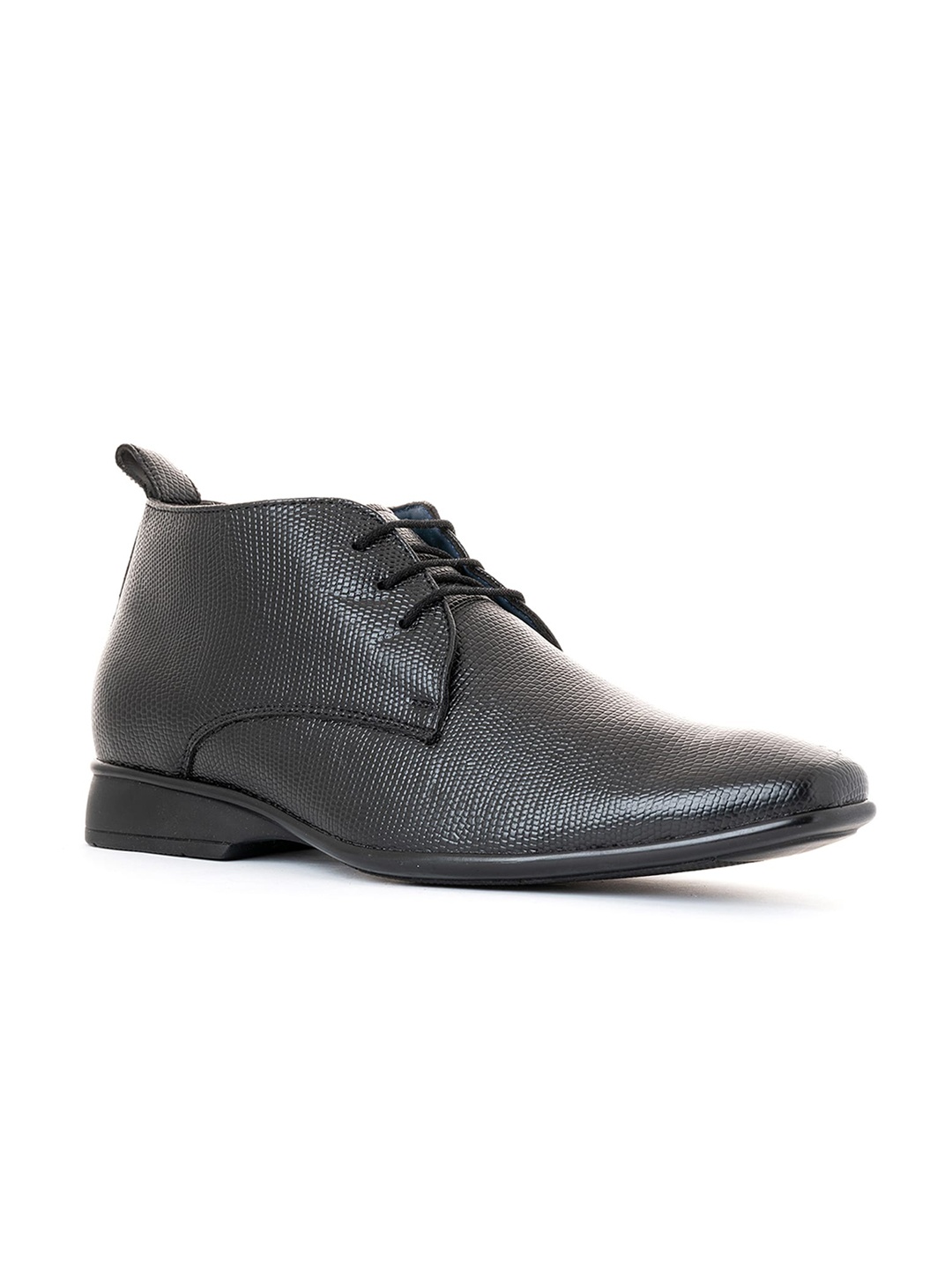 

Khadims Men Black Textured Formal Oxford shoes