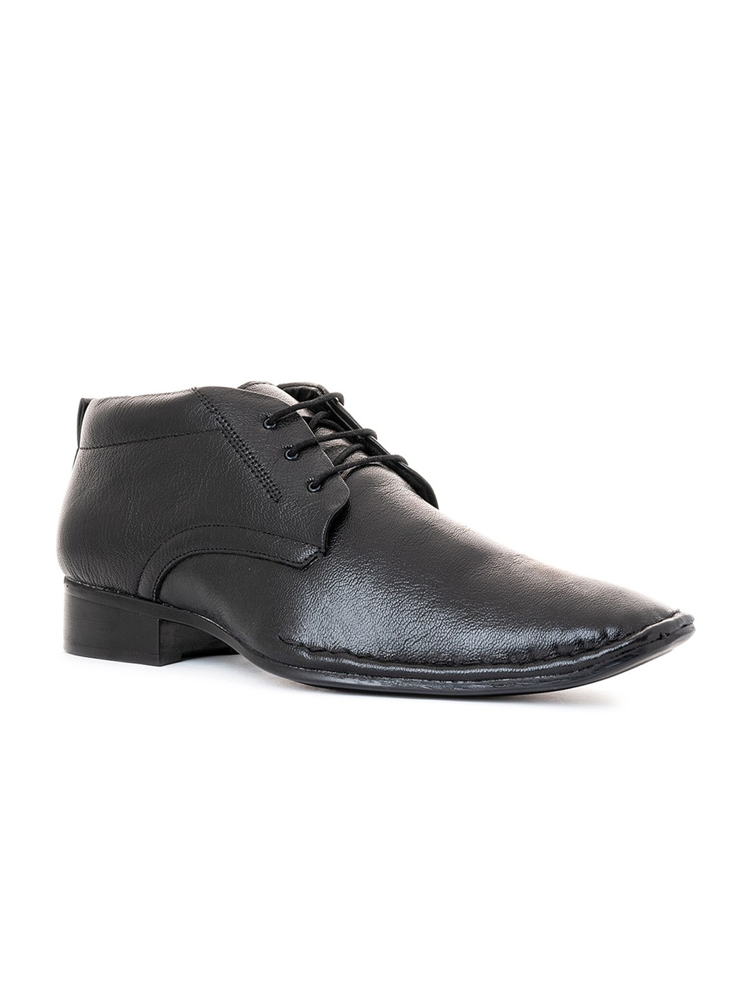

Khadims Men Black Plain Textured Formal Shoes