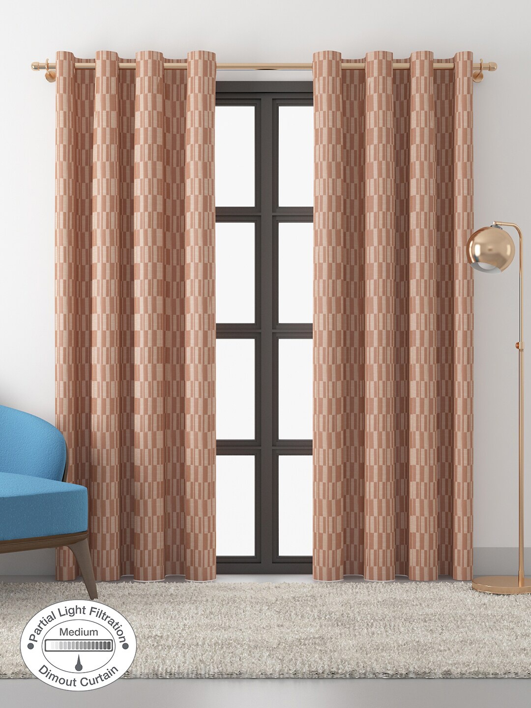

HomeTown Set of 2 Colourblocked Room Darkening Door Curtain, Pink