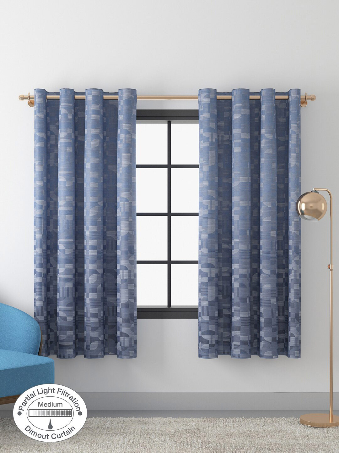 

HomeTown Navy Blue Set of 2 Room Darkening Window Curtain