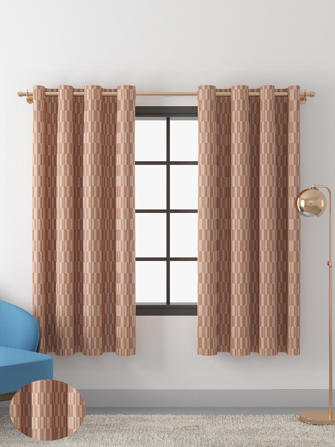 

HomeTown Set of 2 Room Darkening Window Curtain, Pink