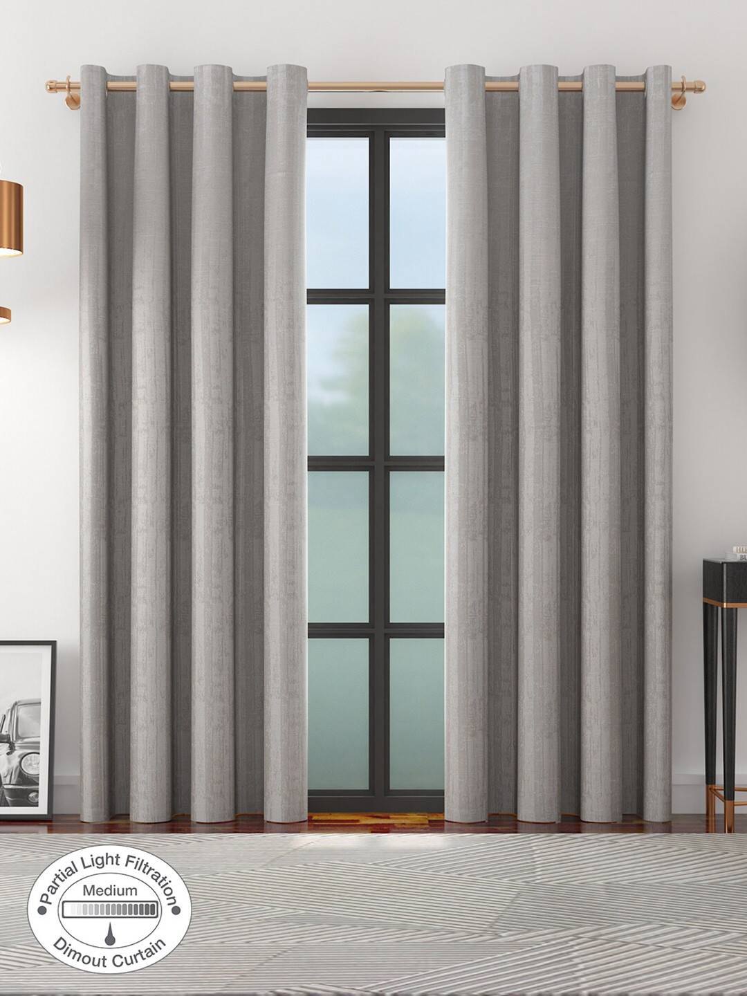 

HomeTown Set of 2 Room Darkening Long Door Curtain, Grey