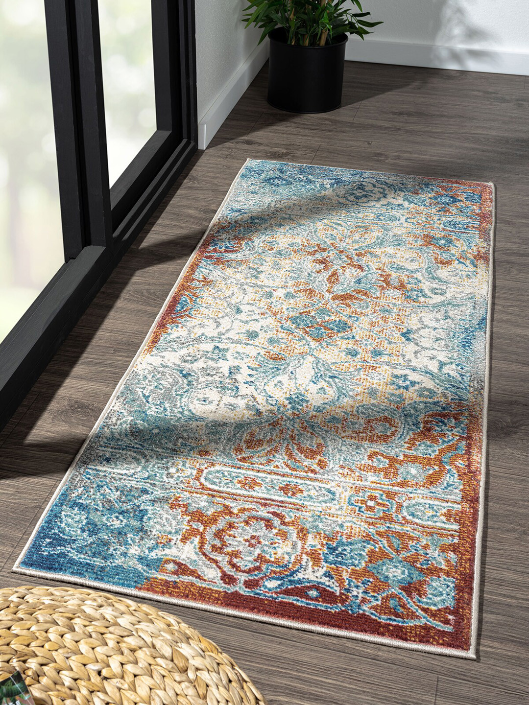 

OBSESSIONS Blue & Brown Ethnic Motifs Floor Runners