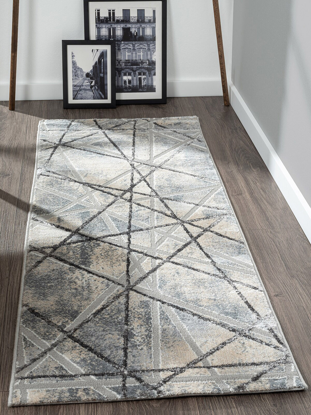

OBSESSIONS Grey & Charcoal Geometric Floor Runners