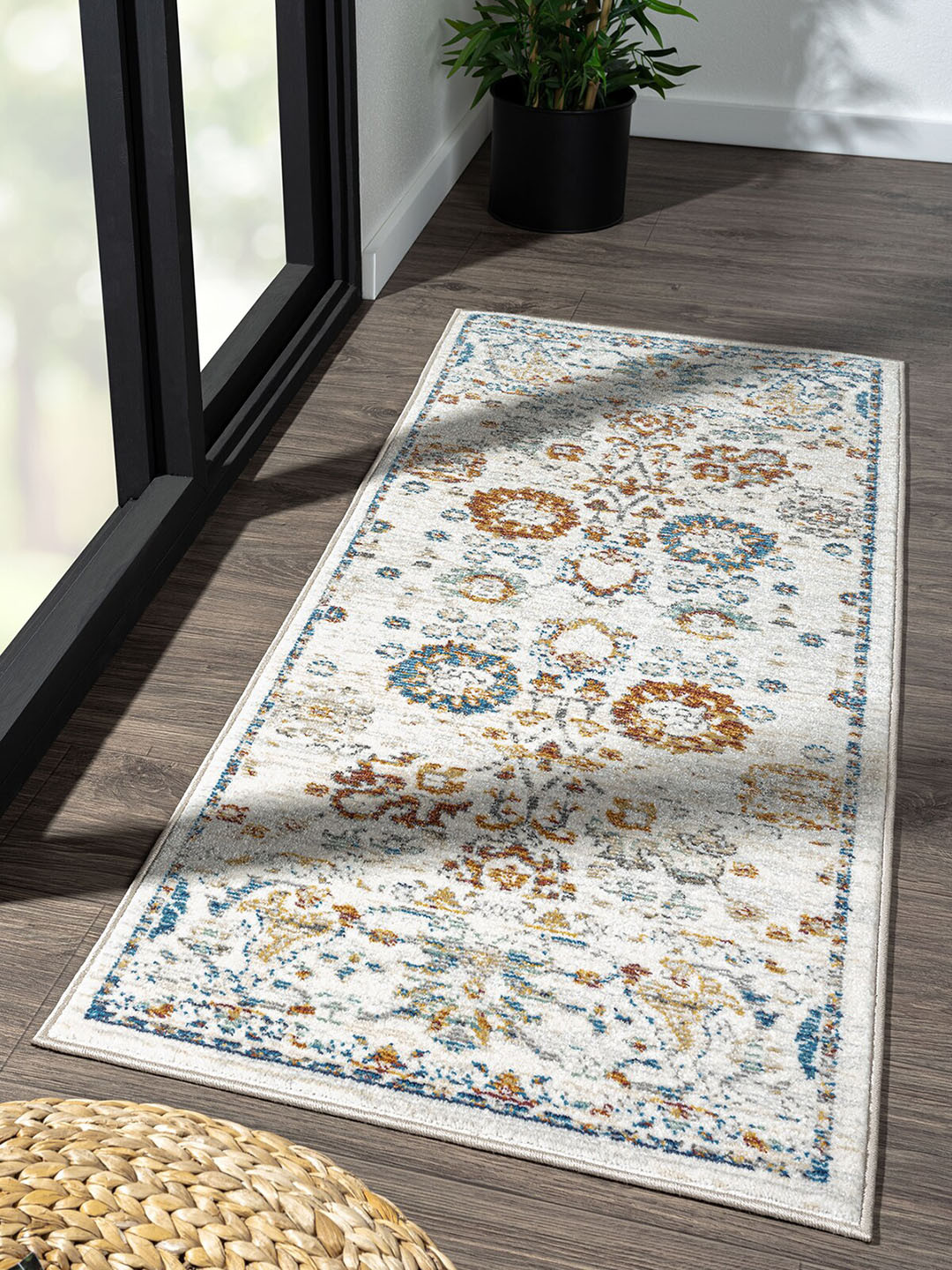 

OBSESSIONS Beige & Blue Rectangle Floor Runners