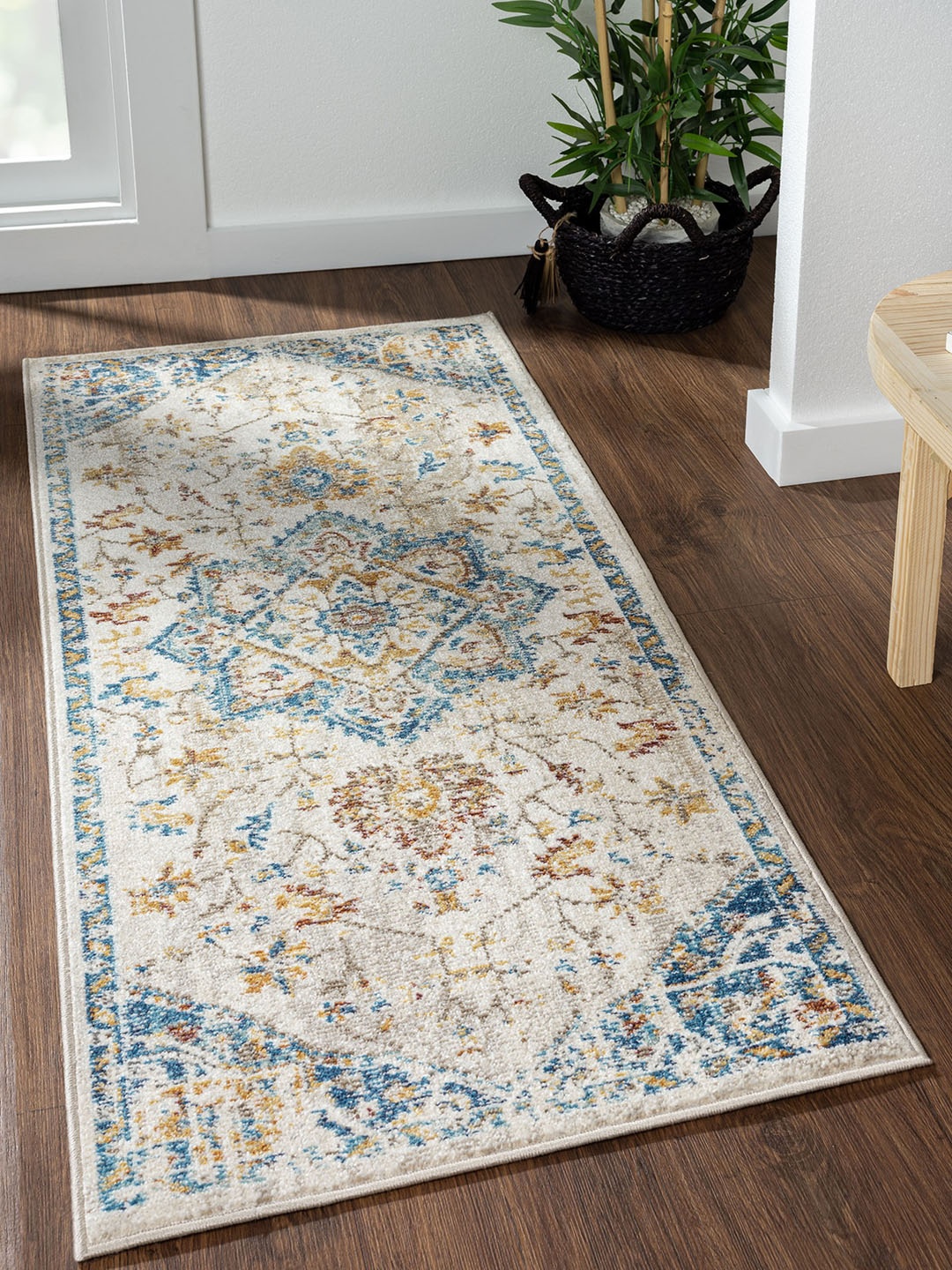 

OBSESSIONS Beige & Blue Anti-static Polypropylene Floor Runner