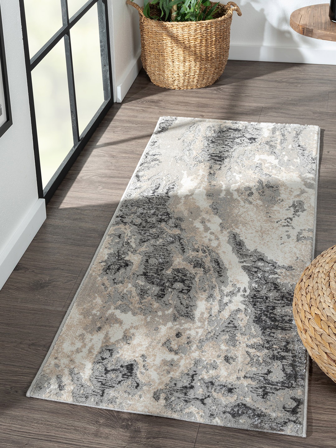 

OBSESSIONS Grey Abstract Rectangle Floor Runners