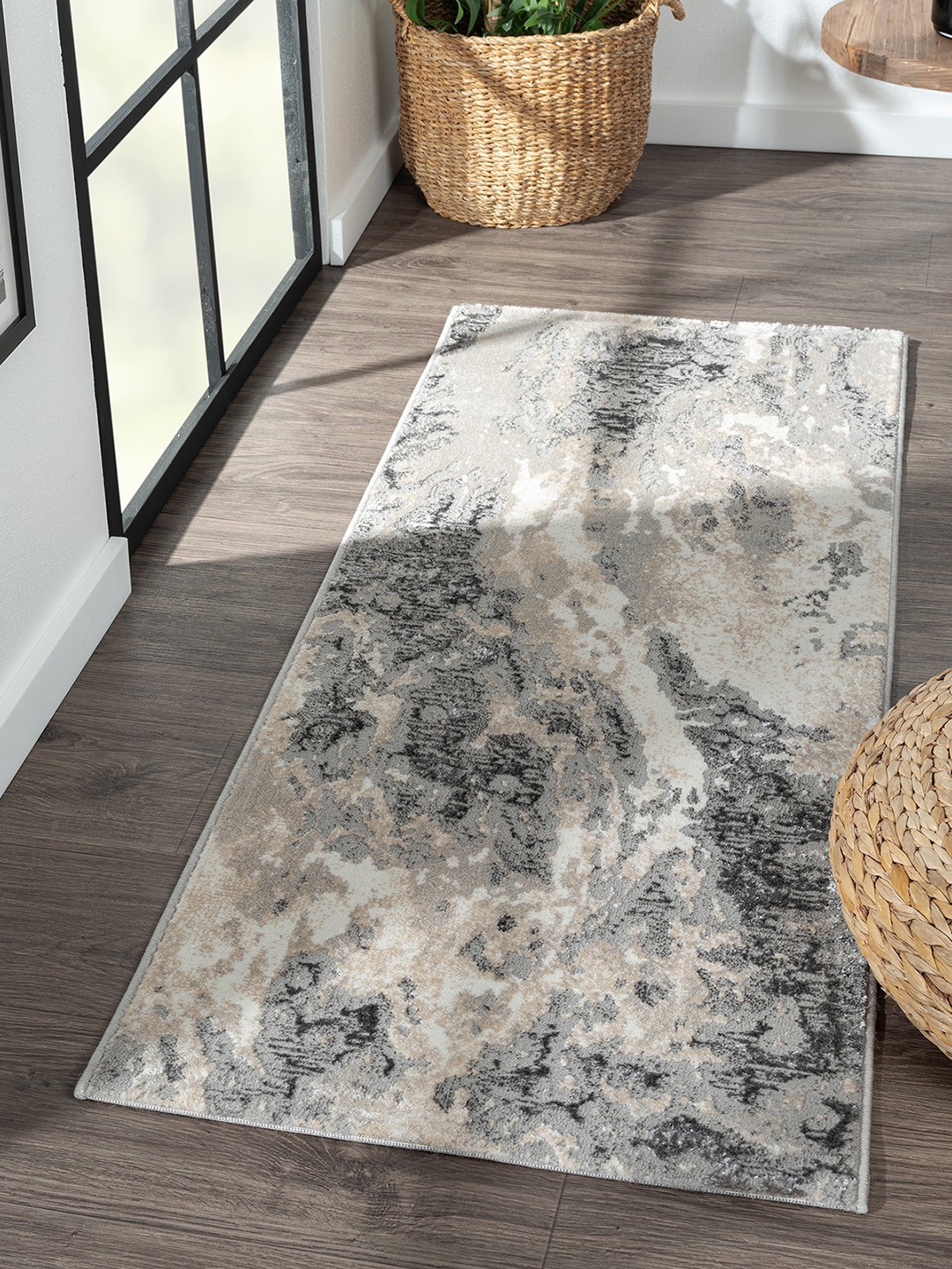 

OBSESSIONS Grey Abstract Floor Runner
